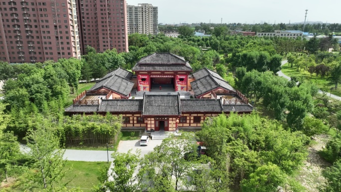 河南新郑城市地标大景空镜头原素材航拍