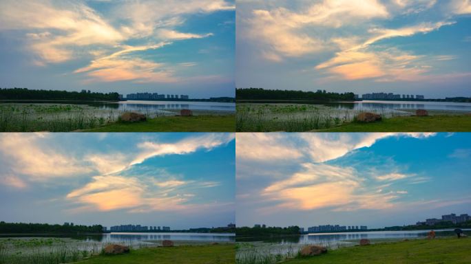 延时摄影静静的湖水飘荡的彩云还有摇拍4K