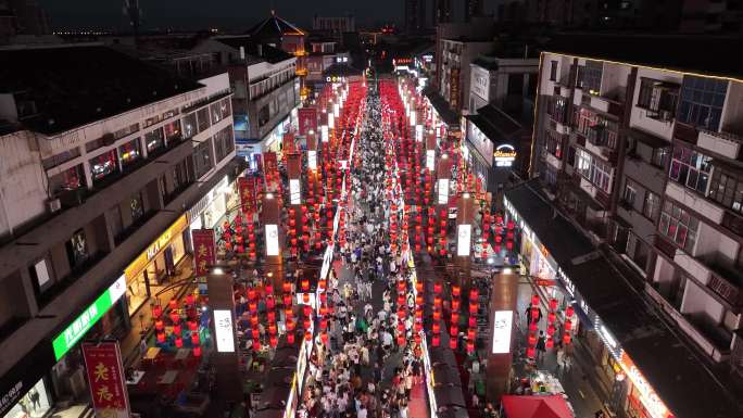 洛阳老城十字街夜市高清航拍