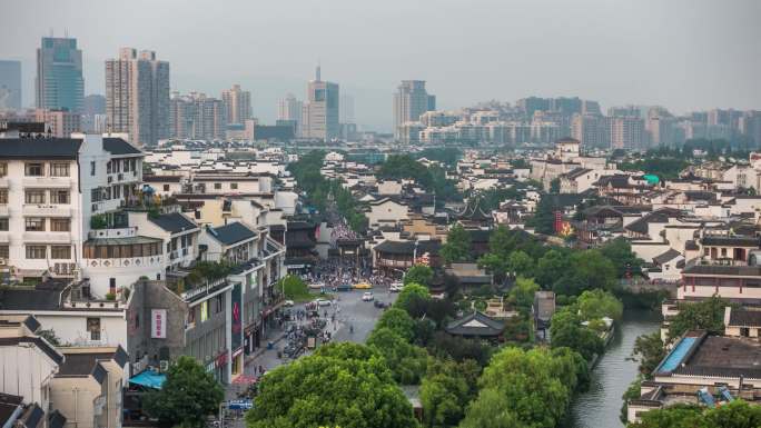 南京地标夫子庙夜景延时