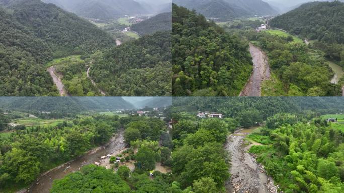 4K航拍大围山小溪畔夏日户外溯溪活动5