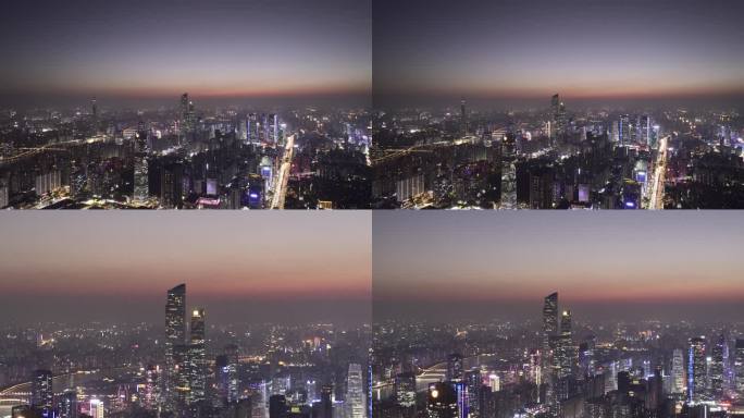 超高清航拍广州天河城市天际线傍晚