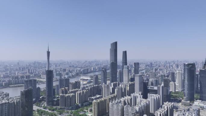 超高清航拍广州天河城市天际线城市风光
