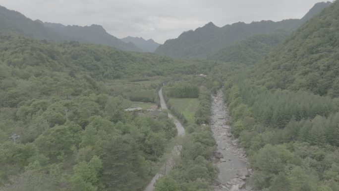 秦岭山脉河流4K航拍log素材