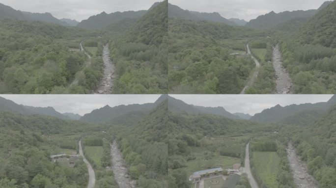 秦岭山脉河流4K航拍log素材