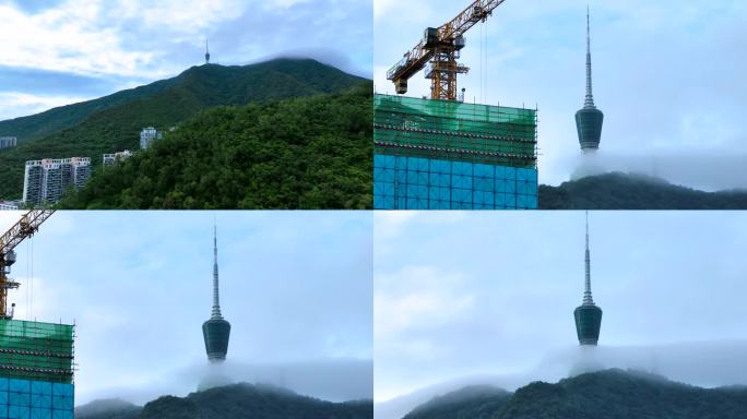 建设中的深圳-梧桐山电视塔