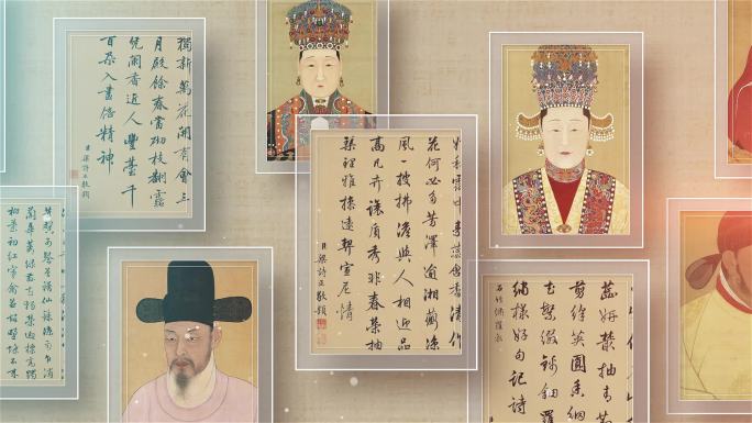 中国风图片展示书画作品墙包装