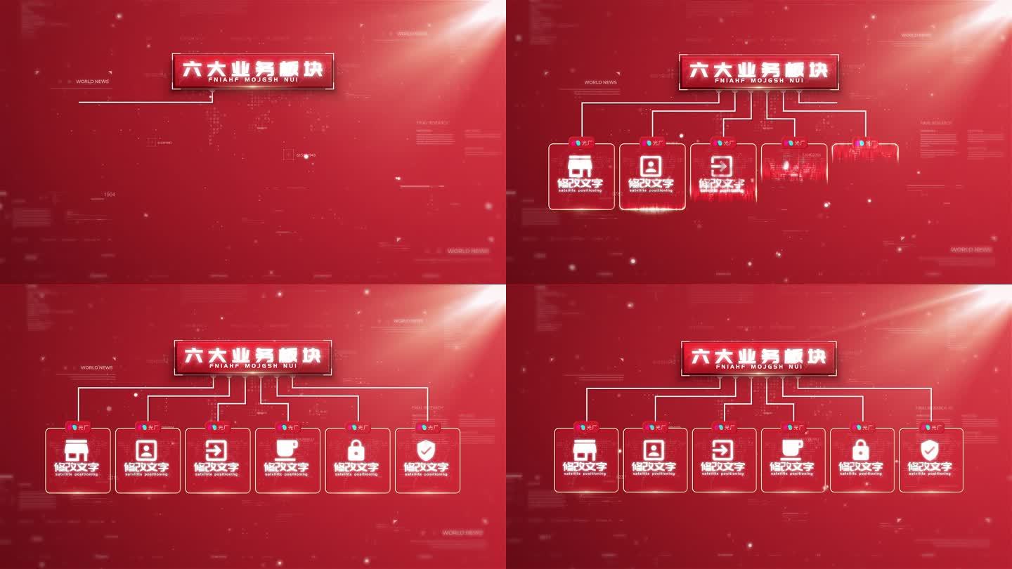 科技红色图标架构板块6分类