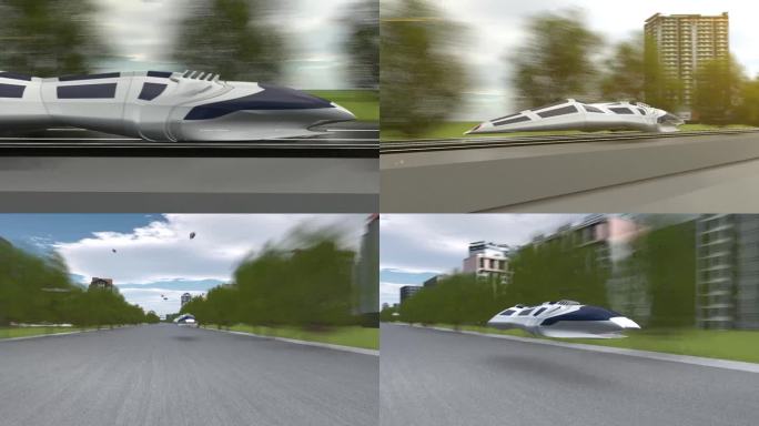 未来的悬浮动力车动画视频