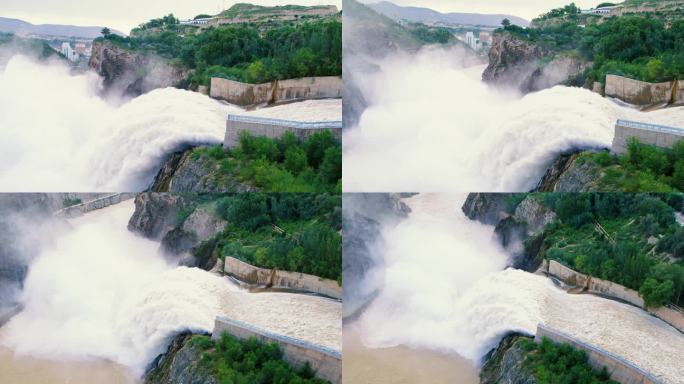 4K拍摄_刘家峡水电厂溢洪道提闸放水