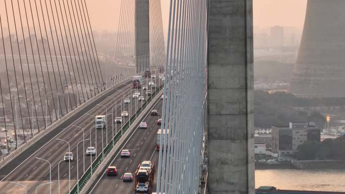 【4K60帧】上海闵浦大桥日落长焦航拍