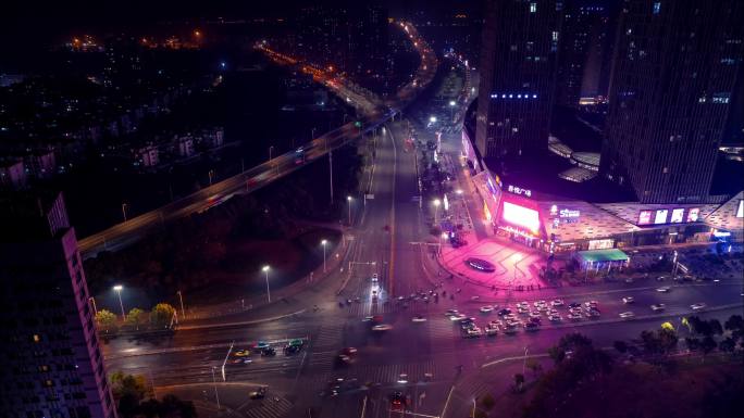 安庆城市夜景延时航拍