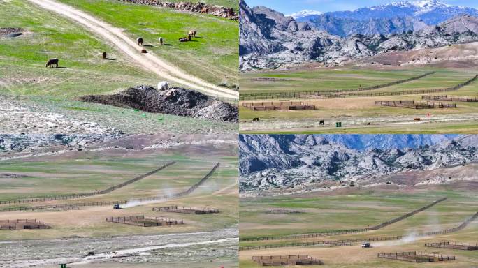 4K航拍新疆阿勒泰福海县萨尔布拉克草原