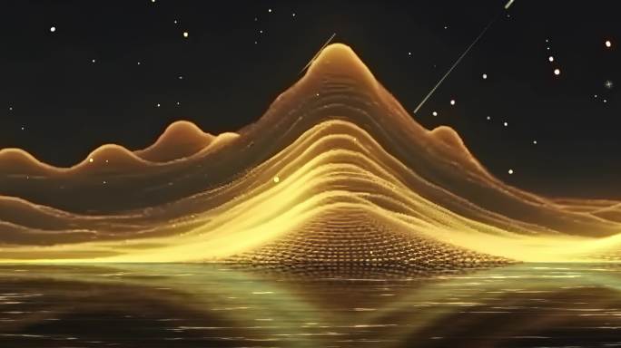 8K金色线条山水流星背景循环