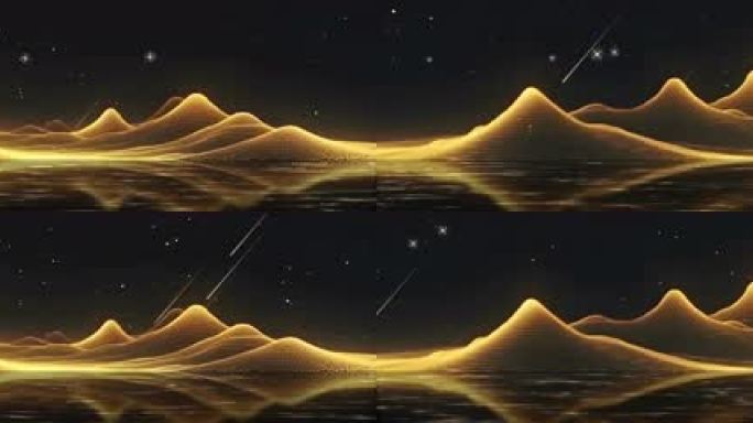 8K金色线条山水流星背景循环