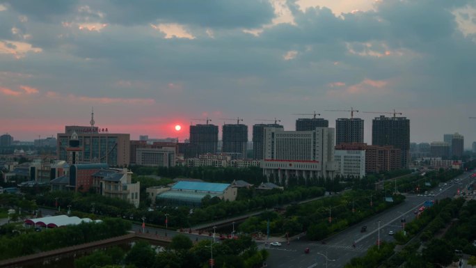 内蒙古 巴彦淖尔 城市 延时 夜景