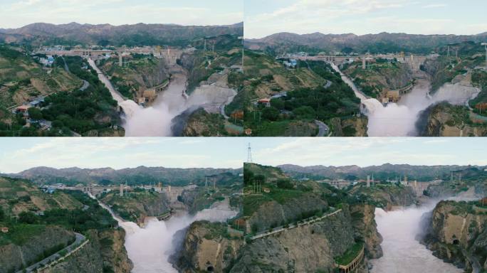 4K拍摄_刘家峡水电厂溢洪道提闸放水