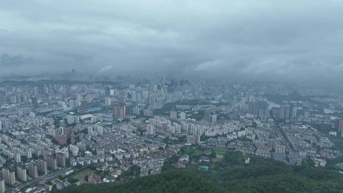 福州晋安区大景航拍鼓楼区城市阴天建筑风光