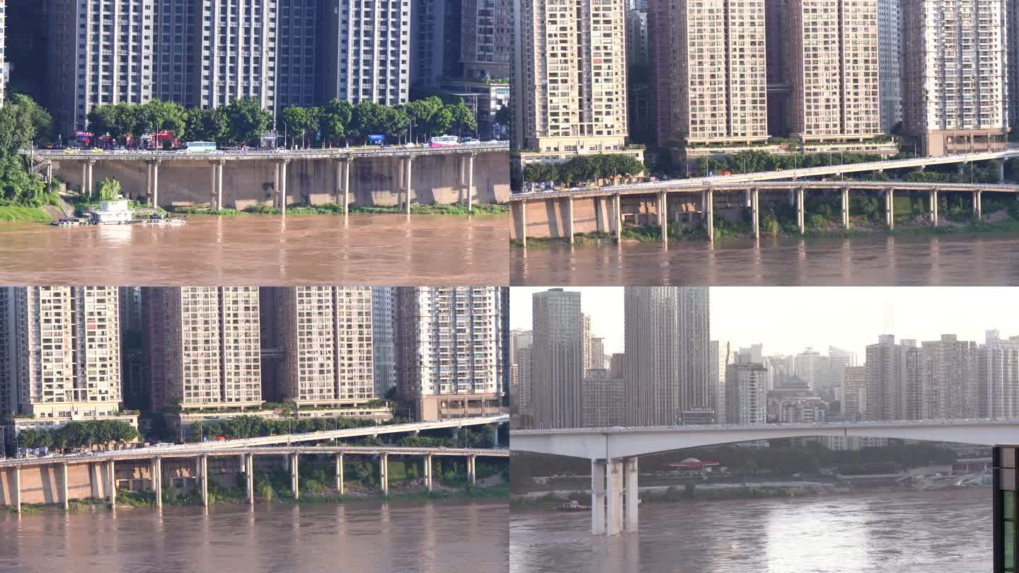 重庆渝中区桥梁上的车流