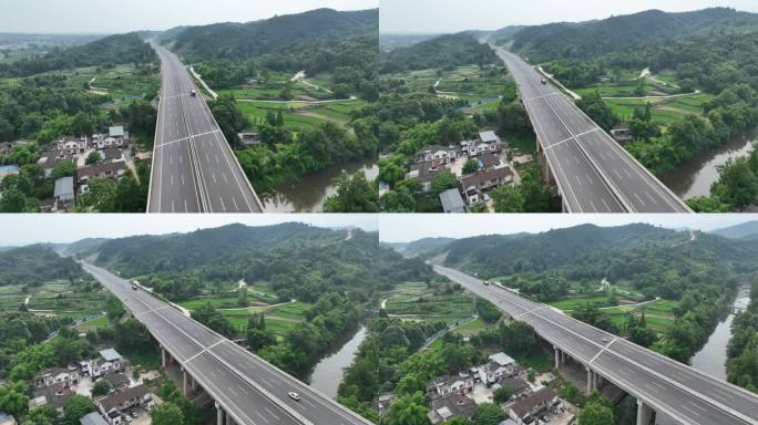 航拍 乡村振兴 高速公路 风景