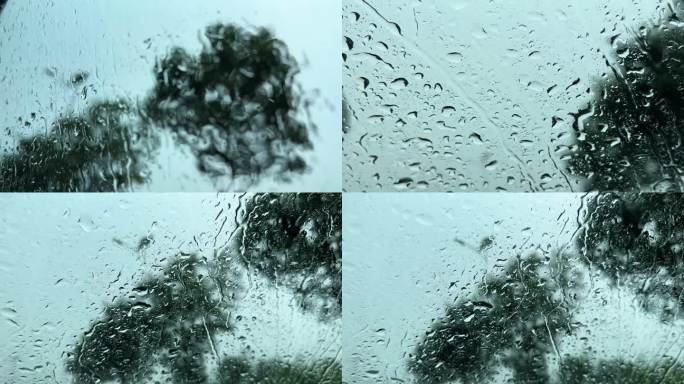 窗外的雨 窗户水珠 车窗雨水