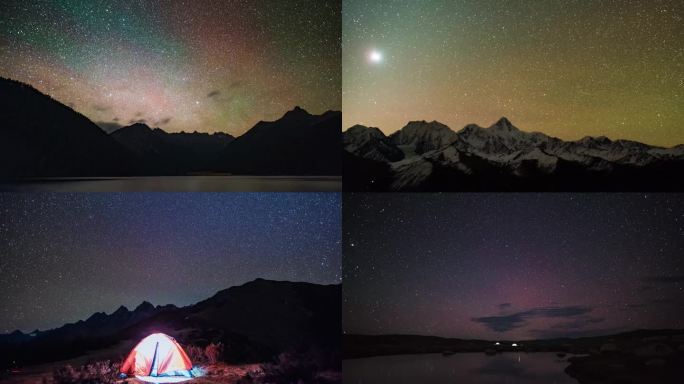 银河流星雨星空延时摄影