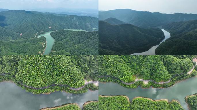 4K航拍深山原始森林湖泊水库嵩山峻岭合集