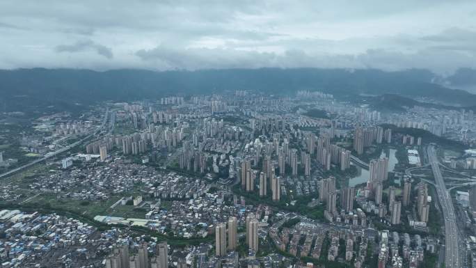 福州晋安区大景航拍鼓楼区城市阴天建筑风光