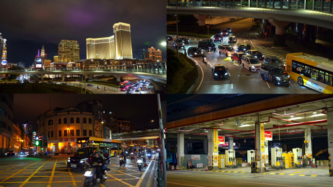 4K澳门夜景交通行驶街景