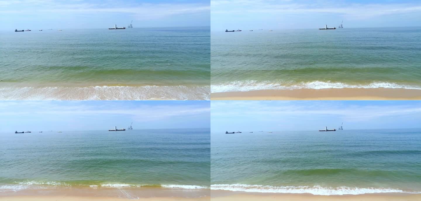 蓝天碧海海水绿色海浪清澈海水实拍视频素材