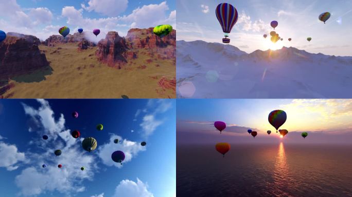 4K热气球飞行 热气球环球旅行 环游世界
