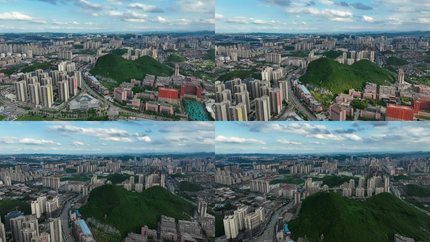 航拍贵州贵阳清镇市全景延时4K