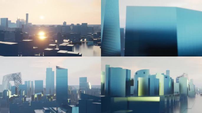 北京城市穿梭三维宣传片空镜夕阳建筑科技