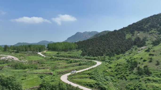 理想汽车山区弯道道路山路绿树