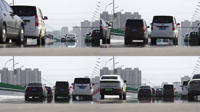 高温炎热夏天汽车公路行驶