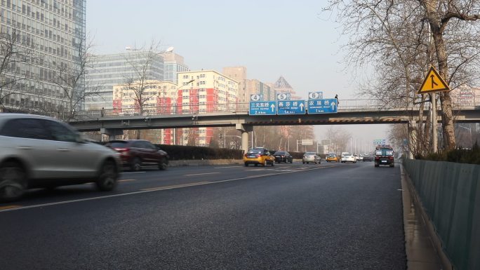 城市车流路牌北京三环车流城市车流北京空镜