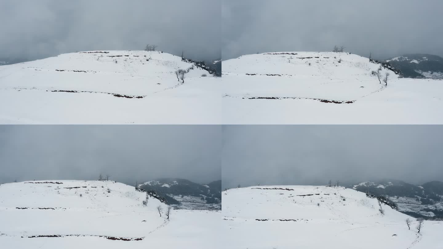 冬季雪山自然风光视频积雪覆盖的土地