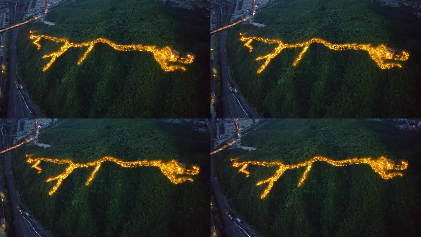 吉林龙潭山夜景巨龙松花江城市风光航拍