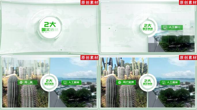 2-绿色分屏企业分类展示ae模板包装二