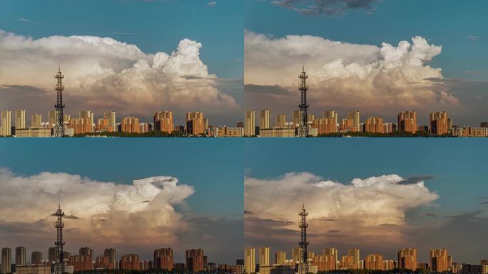 4K超清延时 北京城市天际线壮观云海延时