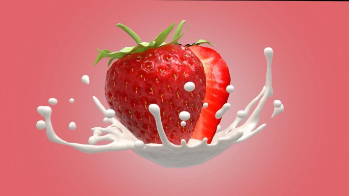 tvc级别草莓牛奶广告升格慢动作液体流体