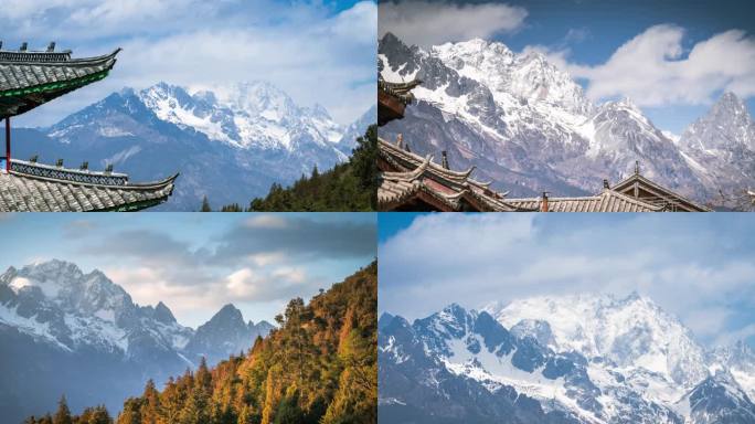 丽江白沙古镇与玉龙雪山