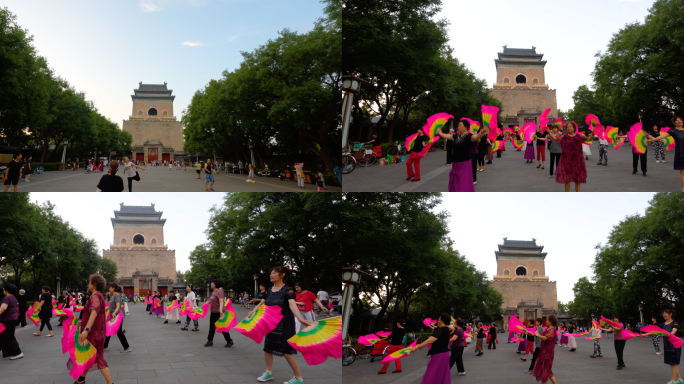 傍晚北京钟楼广场舞古典与现代的相遇含延时