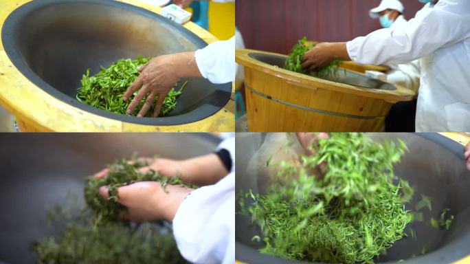 手工炒茶制茶流程慢镜头