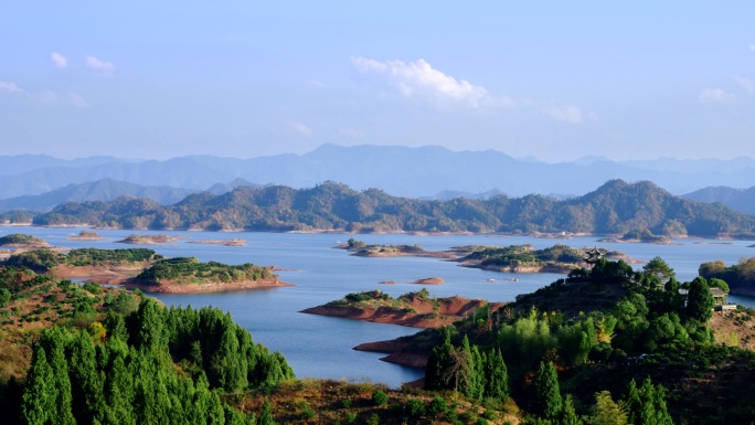 唯美千岛湖湖面天空意境旅行