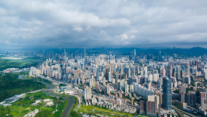 深圳罗湖航拍大景延时