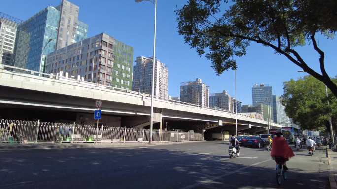 北京现代都市道路首都高楼大厦烈日炎炎酷暑