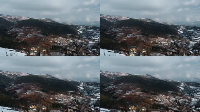冬季雪景自然风光视频残雪覆盖红土地田野
