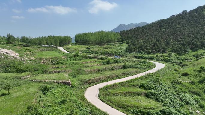 比亚迪汽车山区弯道道路山路绿树