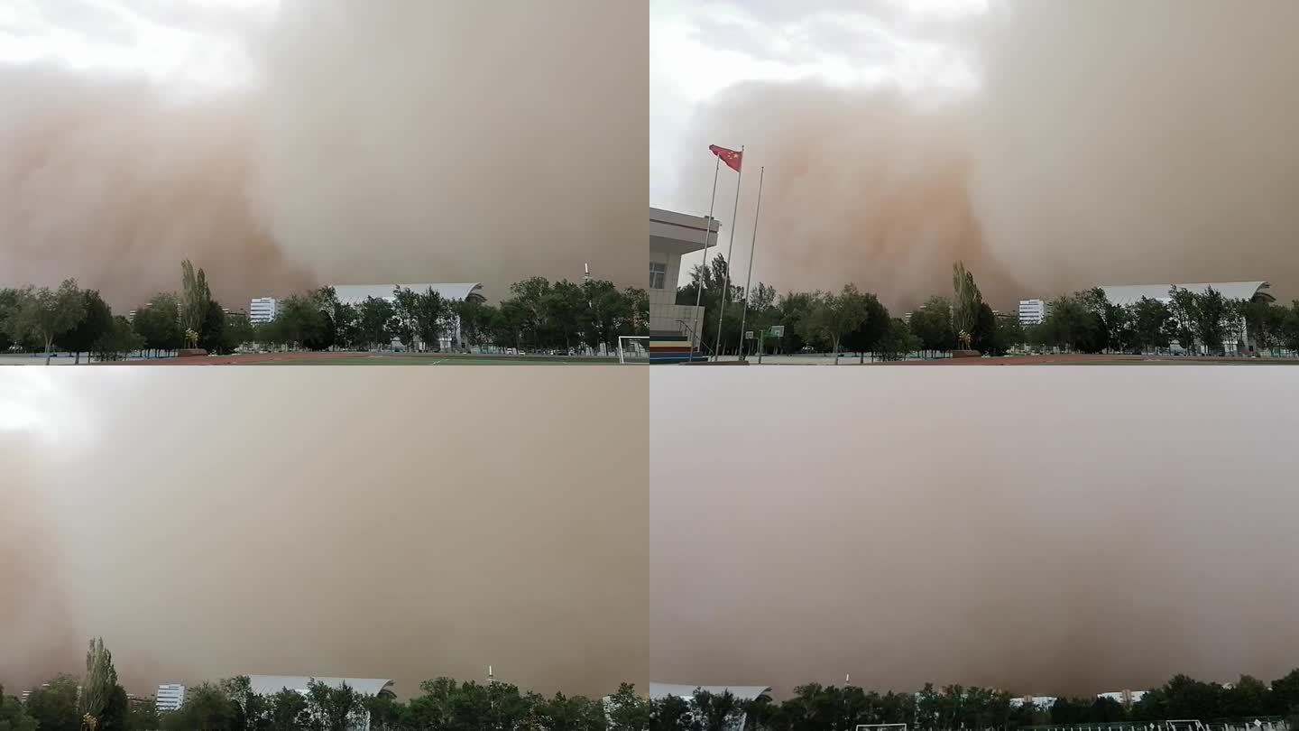 哈密：夏日强沙尘暴来袭，“沙墙”排山倒海